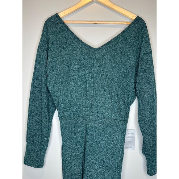 NEW Lush sweater dress ribbed long sleeve twist back off shoulder green size L - Picture 3 of 6